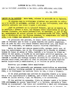 Documento original de la reunión entre el Episcopado argentino y la Junta Militar.