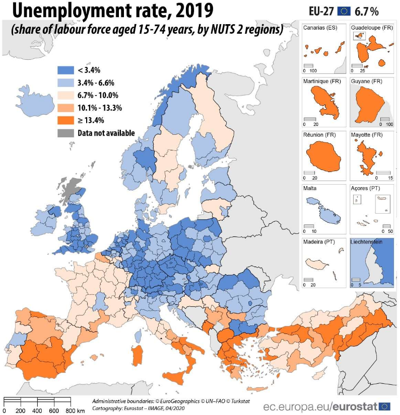 ue tasso disoccupazione regionale 2019